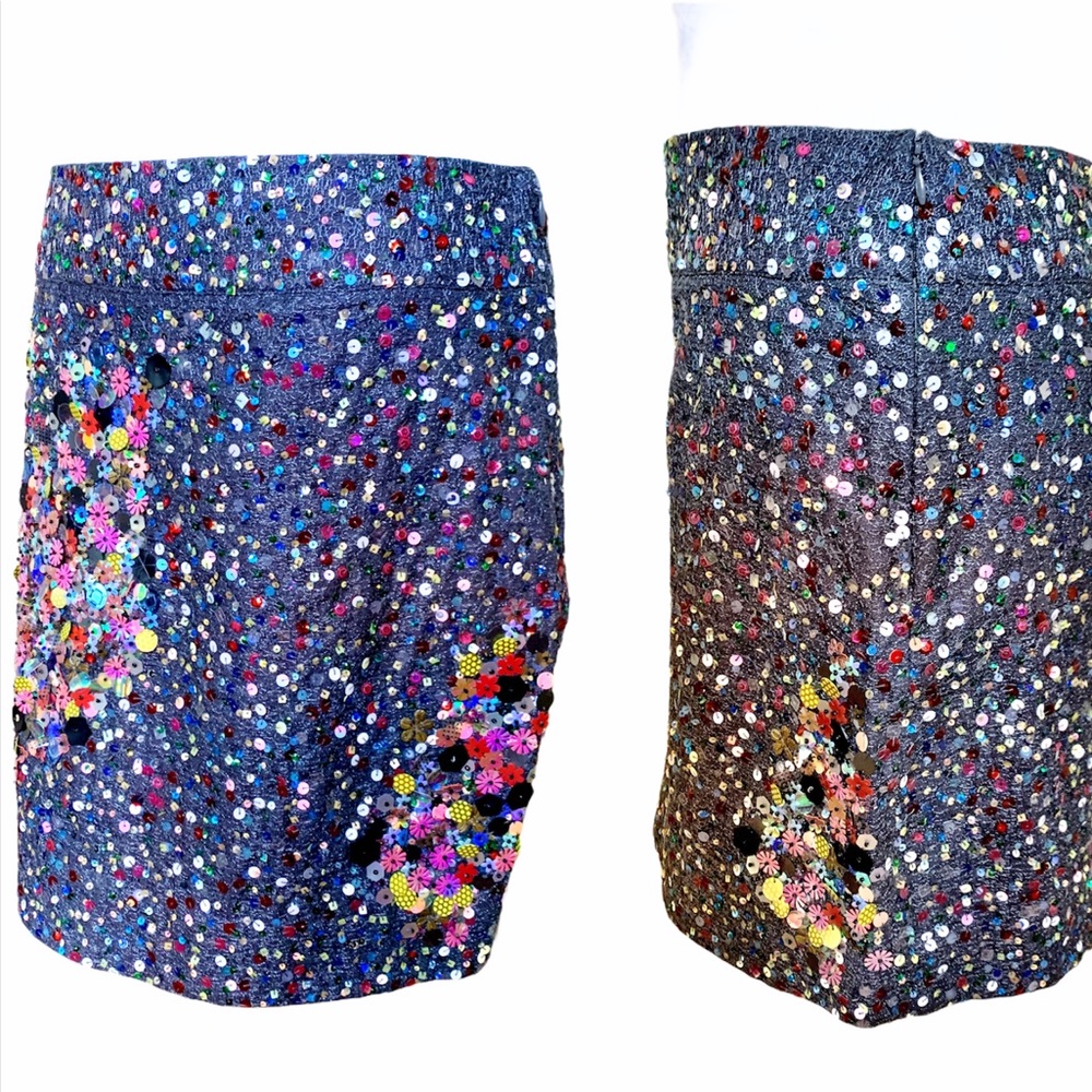 ANTHROPOLOGIE Sequin Bejeweled Mini Skirt - 8